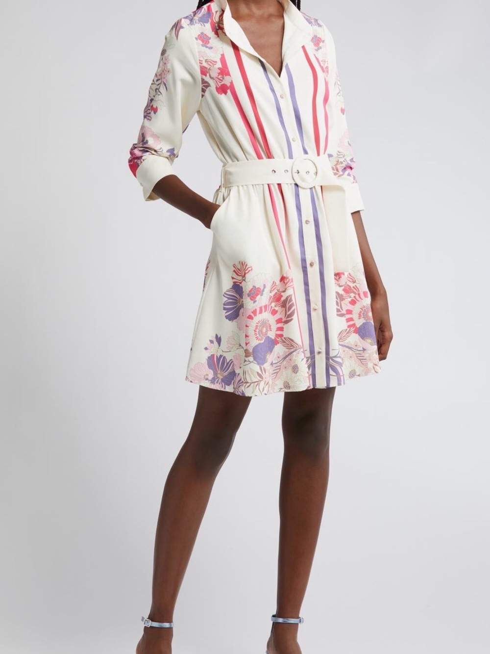 NWT CIEBON Suzette Mixed Print Mini Shirtdress. Summer Print. Size Small